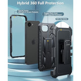 For Iphone 16E 2025 Case: For Iphone 16E Military Grade Rugged Phone Cover With Kickstand & Holster | Shockproof Tpu Protection Bumper Matte Textured Design | Heavy Duty Protector (Black)