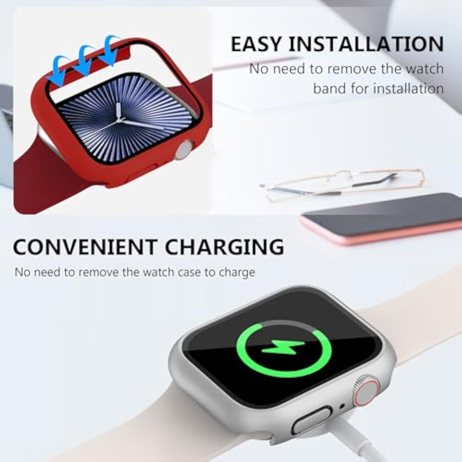 20 Pack Case For Watch Series 9/8/7 45Mm With Tempered Glass Screen Protector, Shockproof Hard Pc Protective Cover, All-Around Bumper Compatible With Iwatch S9 S8 S7 45Mm