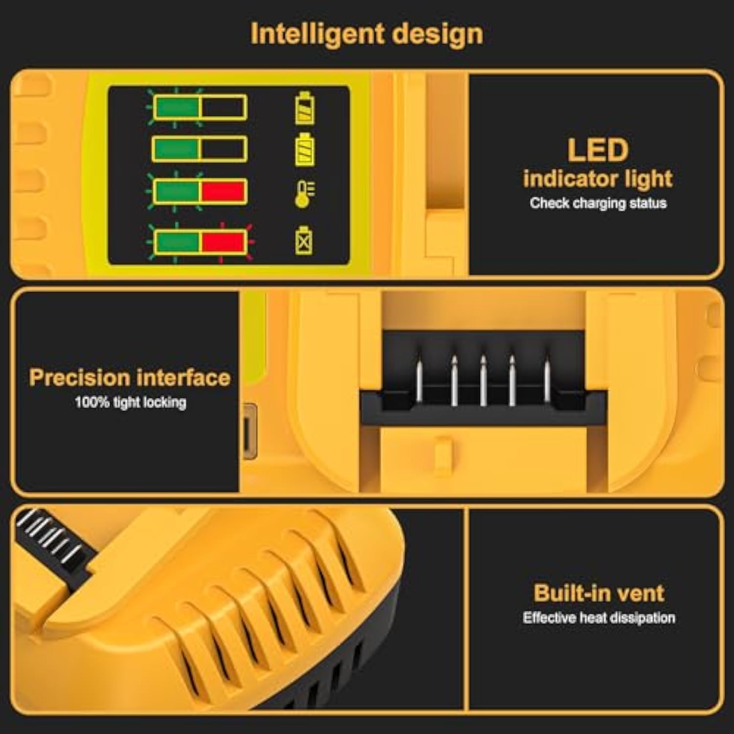 For Dewalt Battery Charger, Replace For Dewalt 20V Max And 60V Max Rapid Charge, Compatible With All 20V Max* And 60V Max* Dewalt Batteries (Charger Only)