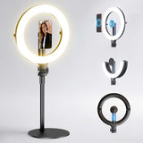 10.2 Magnetic Desk Ring Light with Stand, 5000mAh Rechargeable Desktop Ring Light for Phone?3 Color Foldable Selfie Light for Live