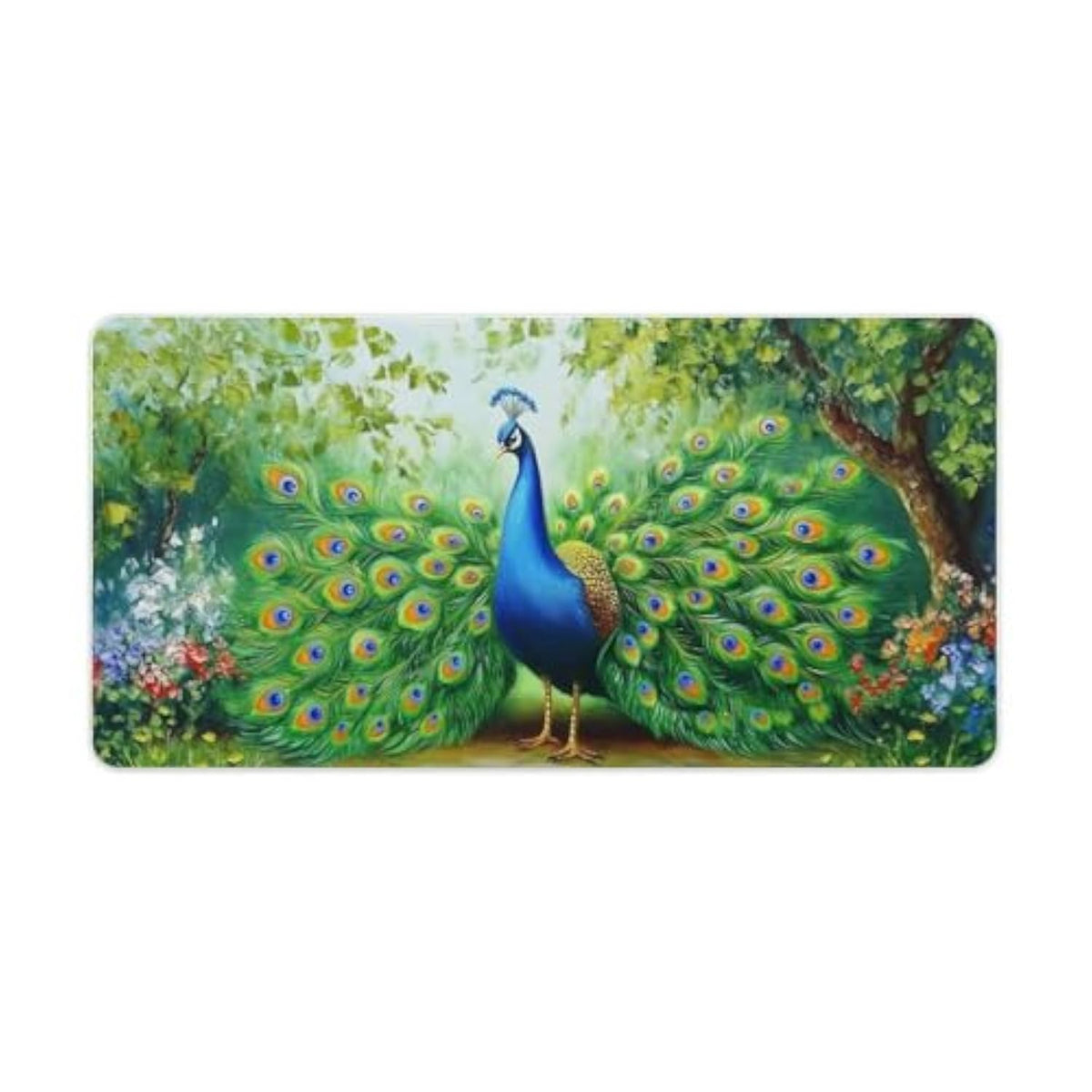 Mousepad Large Mouse Pad Peacock Animal Bird Elegant Green Nature Flower Painting Large Mouse Pad For Desk Pad Mat For Keyboard And Mouse Pad Office Supplies For Desk 30X60Cm