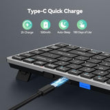 Bluetooth Keyboard Rechargeable, 4-Device (2.4G+3Bt) Wireless Keyboard, Ultra-Slim Quiet Typing, 14 Hotkeys Computer Keyboard For Pc/Laptop/Smart Tv/Tablet/Ipad