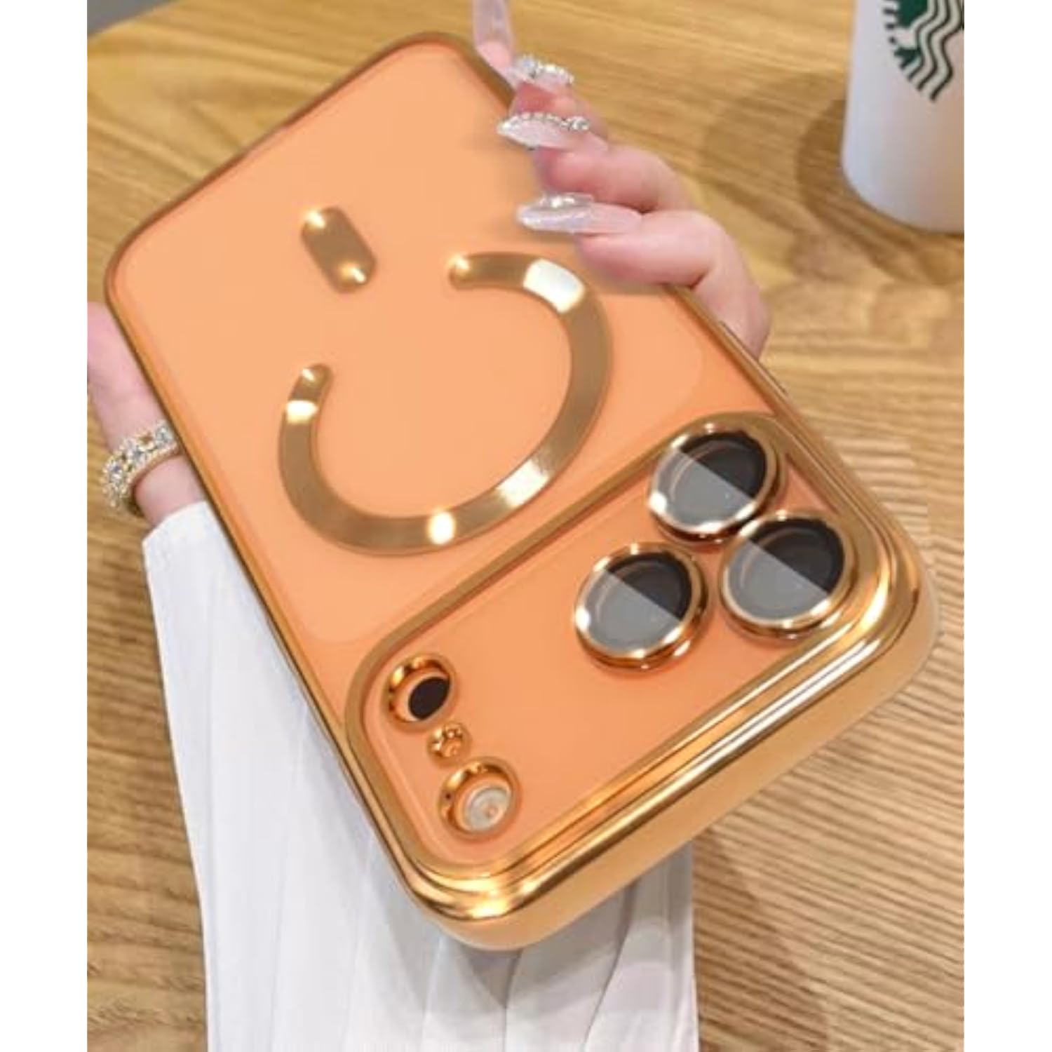 Clear Magnetic Case for iPhone 17 Pro Max - Gold, Compatible with MagSafe, Built-in Camera Lens Protector, Soft Slim Phone Case Cover for 6.9" iPhone 17 Pro Max