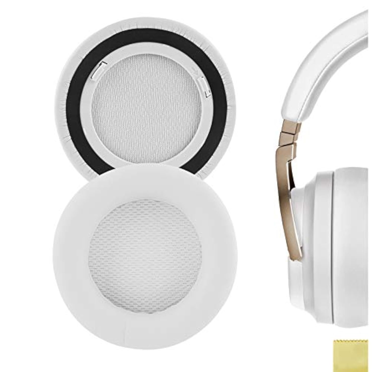 Geekria QuickFit Replacement Ear Pads for Corsair VirtuosoRGB/VirtuosoWirelessSE/VirtuosoWirelessXT Headphones Ear Cushions, Headset Earpads, Repair Parts (White)