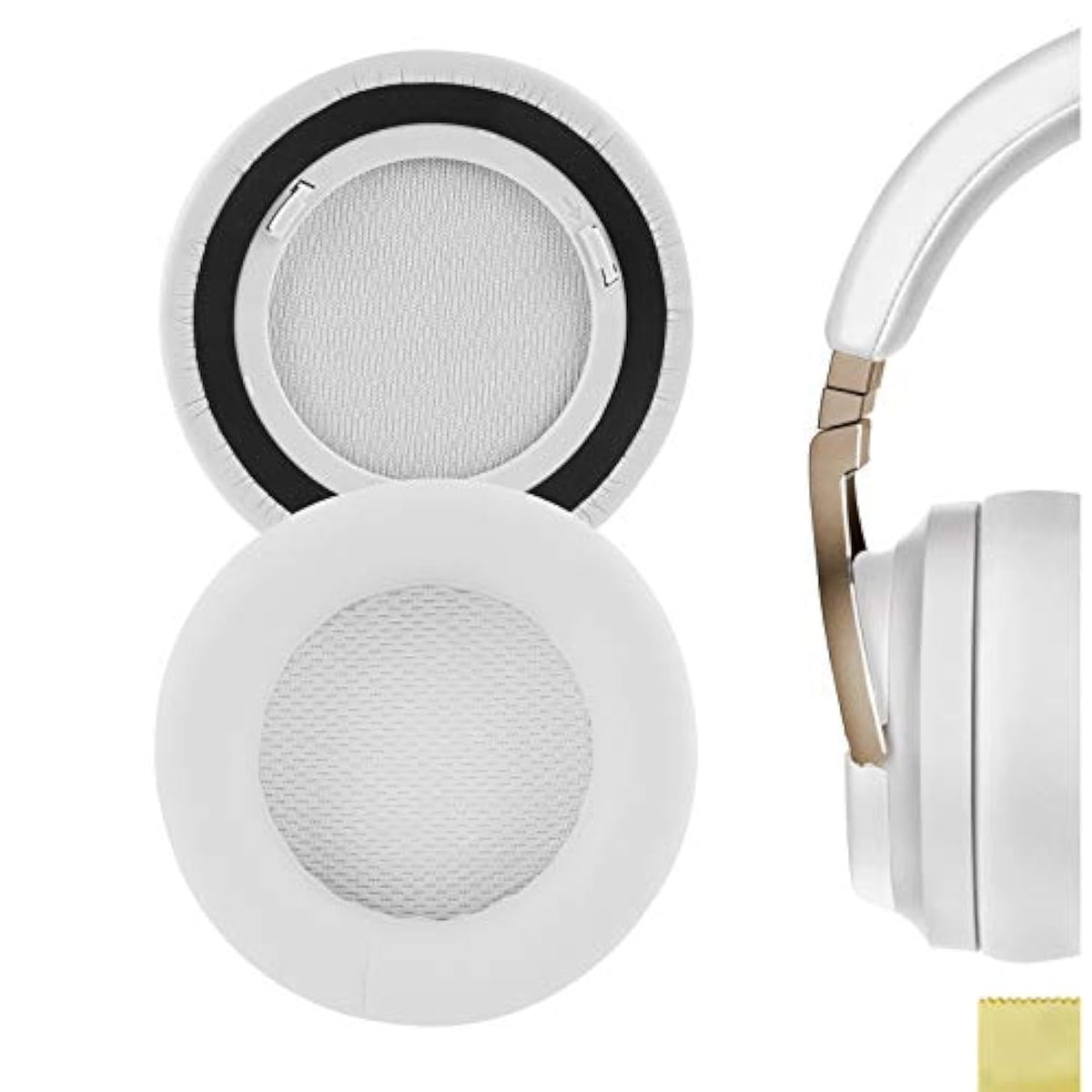 Geekria QuickFit Replacement Ear Pads for Corsair VirtuosoRGB/VirtuosoWirelessSE/VirtuosoWirelessXT Headphones Ear Cushions, Headset Earpads, Repair Parts (White)