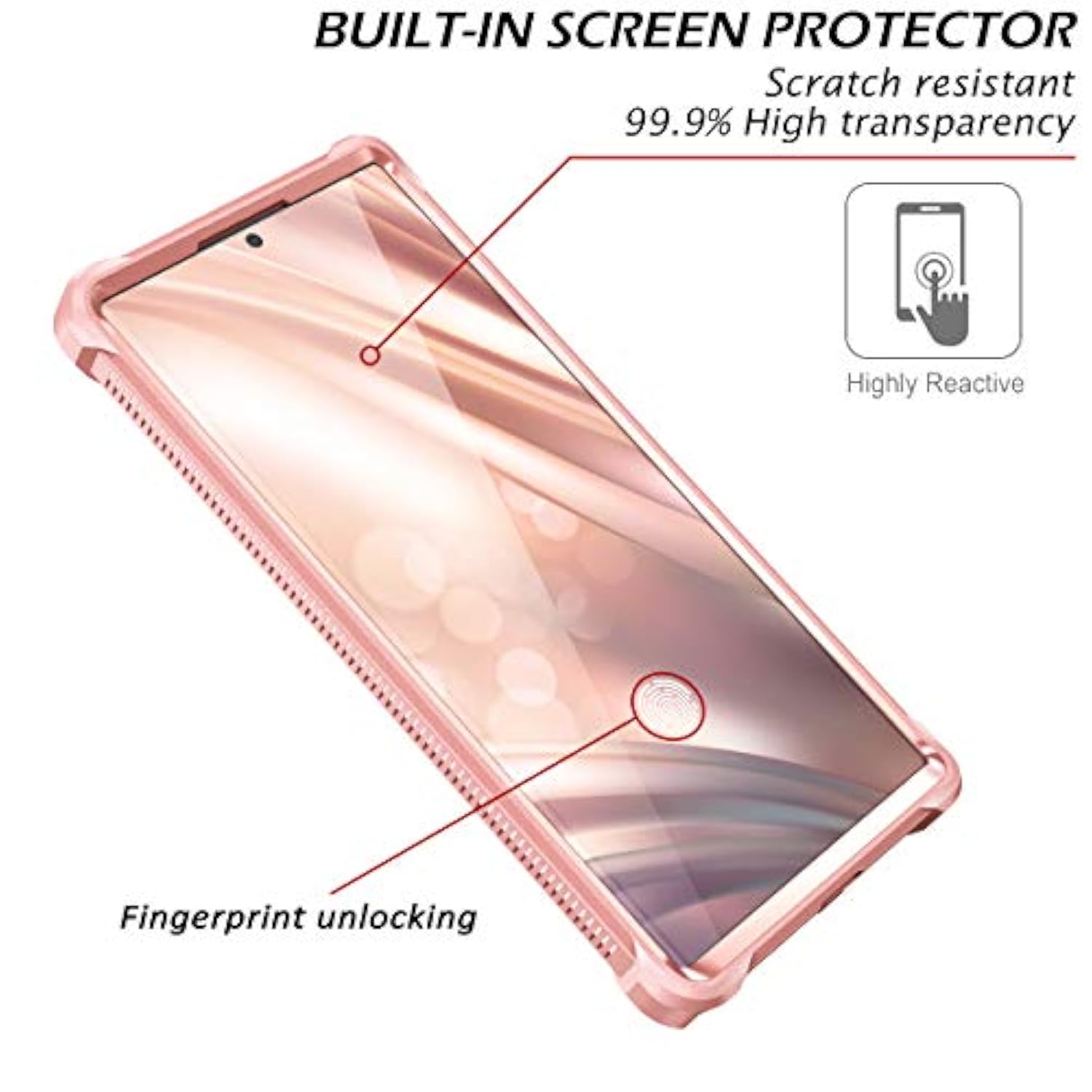 For Galaxy Note 20 Ultra Case With Screen Protector Clear Electroplated Metal 360 Full Body Rugged Protective Shockproof Hard Cover Heavy Duty Defender Bumper For Samsung Note 20 Ultra 5G Pink
