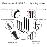 USB C to Lightning Cable 1ft 3 Pack MFi Certified Right Angle iPhone Charger 90 Degree Elbow Braided Lightning to USB C Cable for iPhone 14 13 12 11