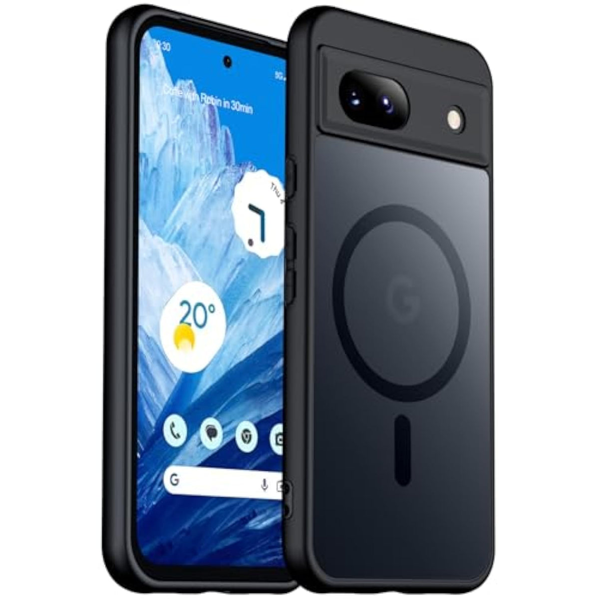 Magnetic For Google Pixel 8A Case, [Military Drop Protection] [Anti-Fingerprint] Slim Translucent Matte Back Durable Phone Case,Black