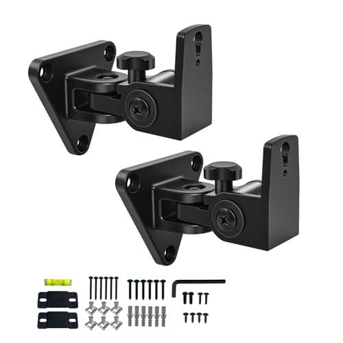 Speaker Wall Mount,Swivel & Tilt,All Aluminium Wall Speaker Mount for Small Speakers,Hold up to 30lbs,HD-818,2 Packs(Black)