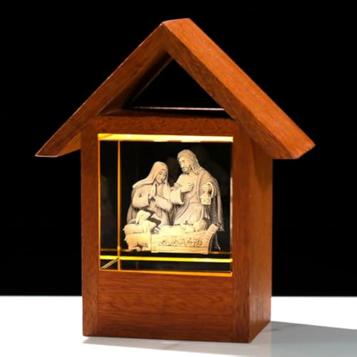 Nativity Jesus Lamp Christian Gifts For Women 3D Engraved Wooden House Night Light, Religious Gifts For Mom Grandma Christmas Presents For Home Decor