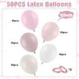 Blush Pink Balloons, 50 Pcs 12Inch Dusty Pink Pearl White Sand Latex Balloon Retro Pink Nude Cream Boho Balloons For Bridal Baby Girls Shower Boho Bachelorette Birthday Wedding Party Decorations