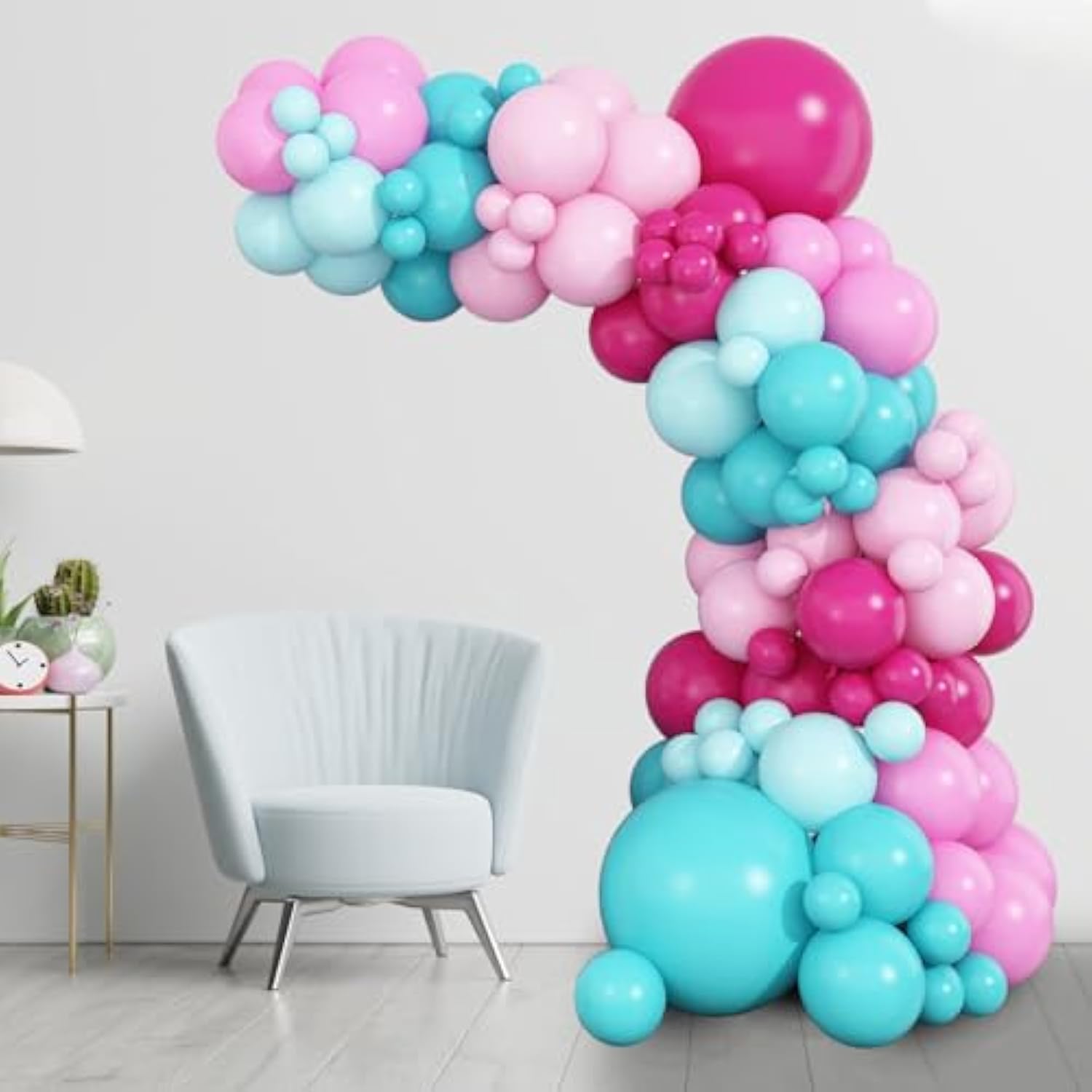 Hot Pink & Teal Balloon Garland Kit – Rose, Turquoise and Pastel Balloons for Party Decor