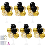 6 Set Balloon Stand With Balloons, Black And Gold Party Decorations, Birthday Graduation Retirement Father'S Day Halloween New Years Decorations 2025