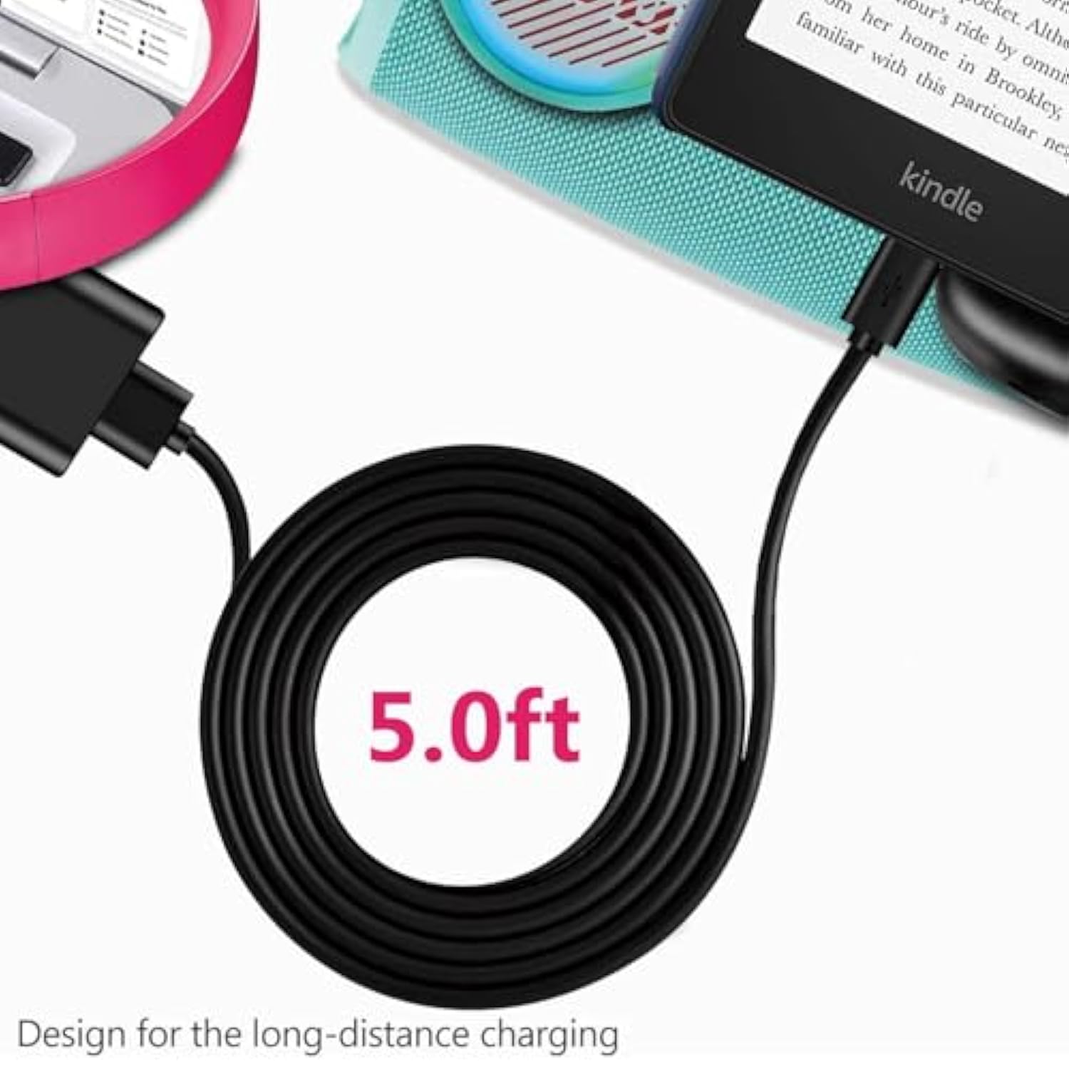 5Ft Usb-C Charging Cable With Matching Usb Charger For The New Kindle Paperwhi