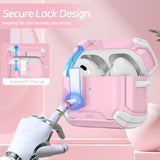 For Airpods Pro 2 Secure Lock Case With Phone Stand, Compatible With Magsafe, Case Cover For Apple Airpods Pro 2Nd/1St Generation With Cleaner And Keychain, Auto-Open (Pink)