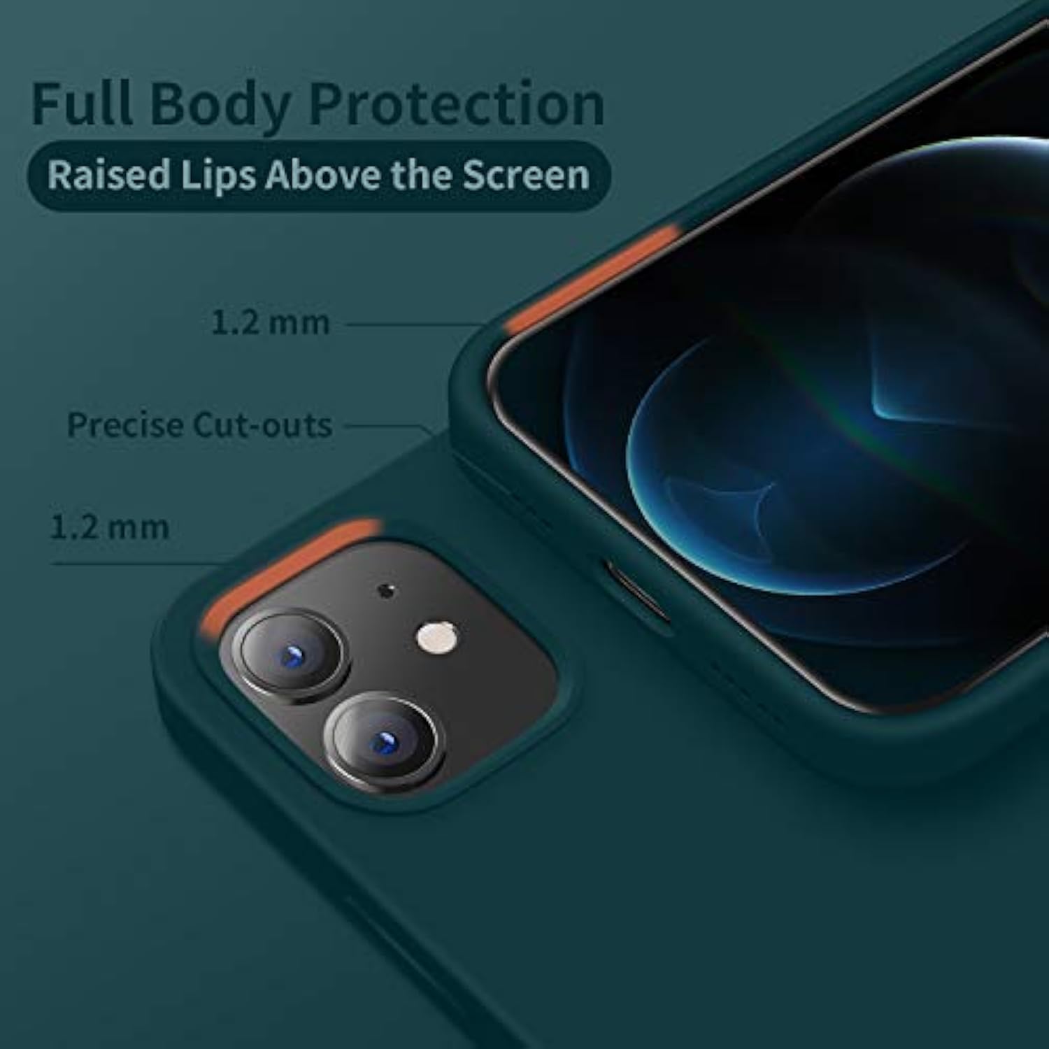 Designed For 12 Case, Designed For 12 Pro Case, Silicone Shockproof Phone Case With [Soft Anti-Scratch Microfiber Lining] 6.1 Inch, Teal