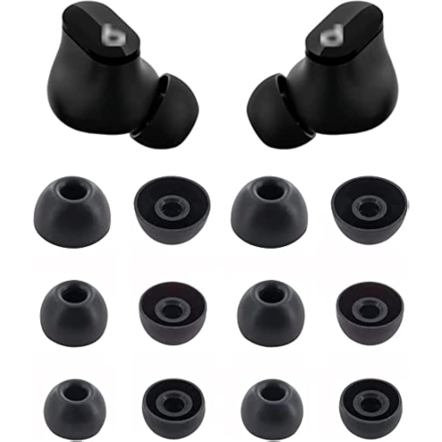 6-Pair Silicone Replacement Ear Tips for Beats Studio Buds S/M/L Black