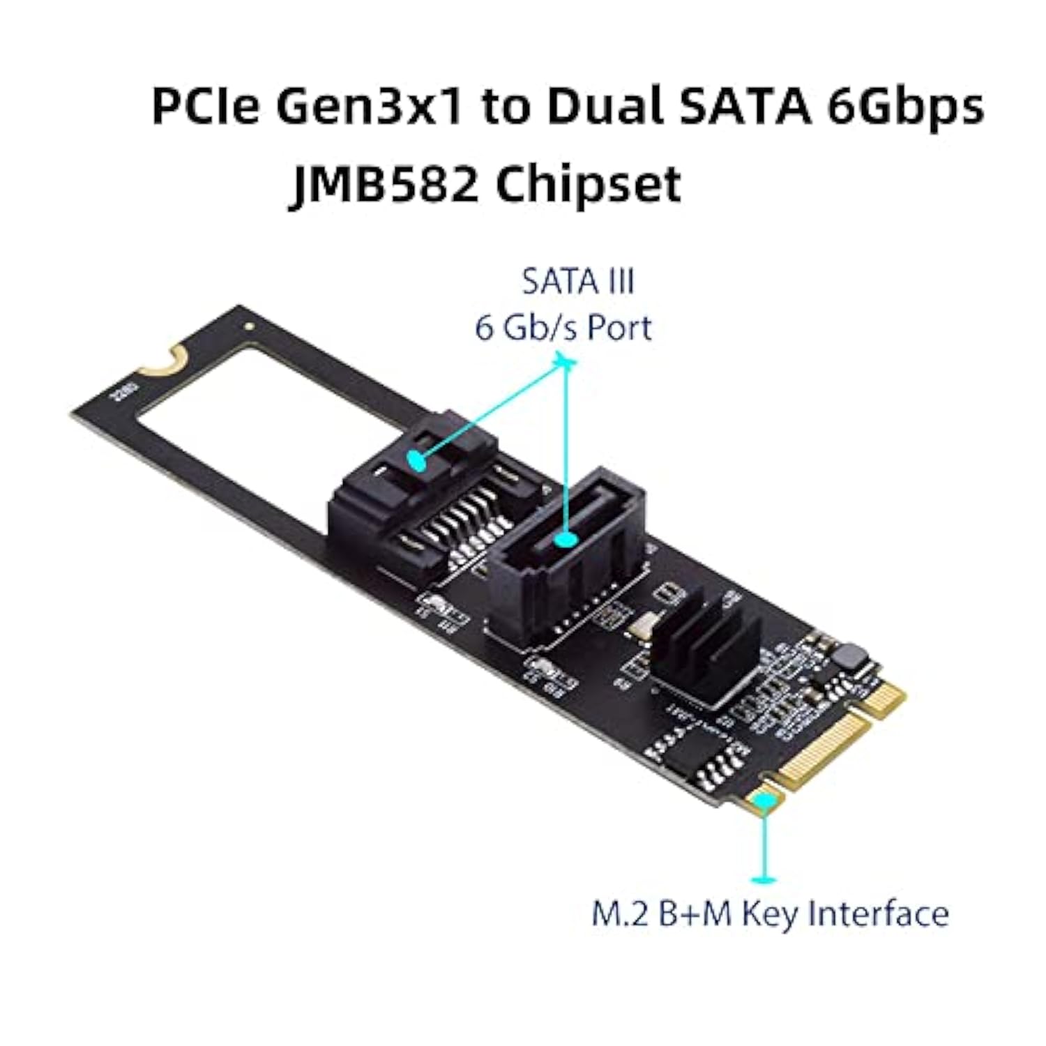 Ngff Key B+M Pci Express To Sata 3.0 6Gbps Dual Ports Vertical Horizontal Adap