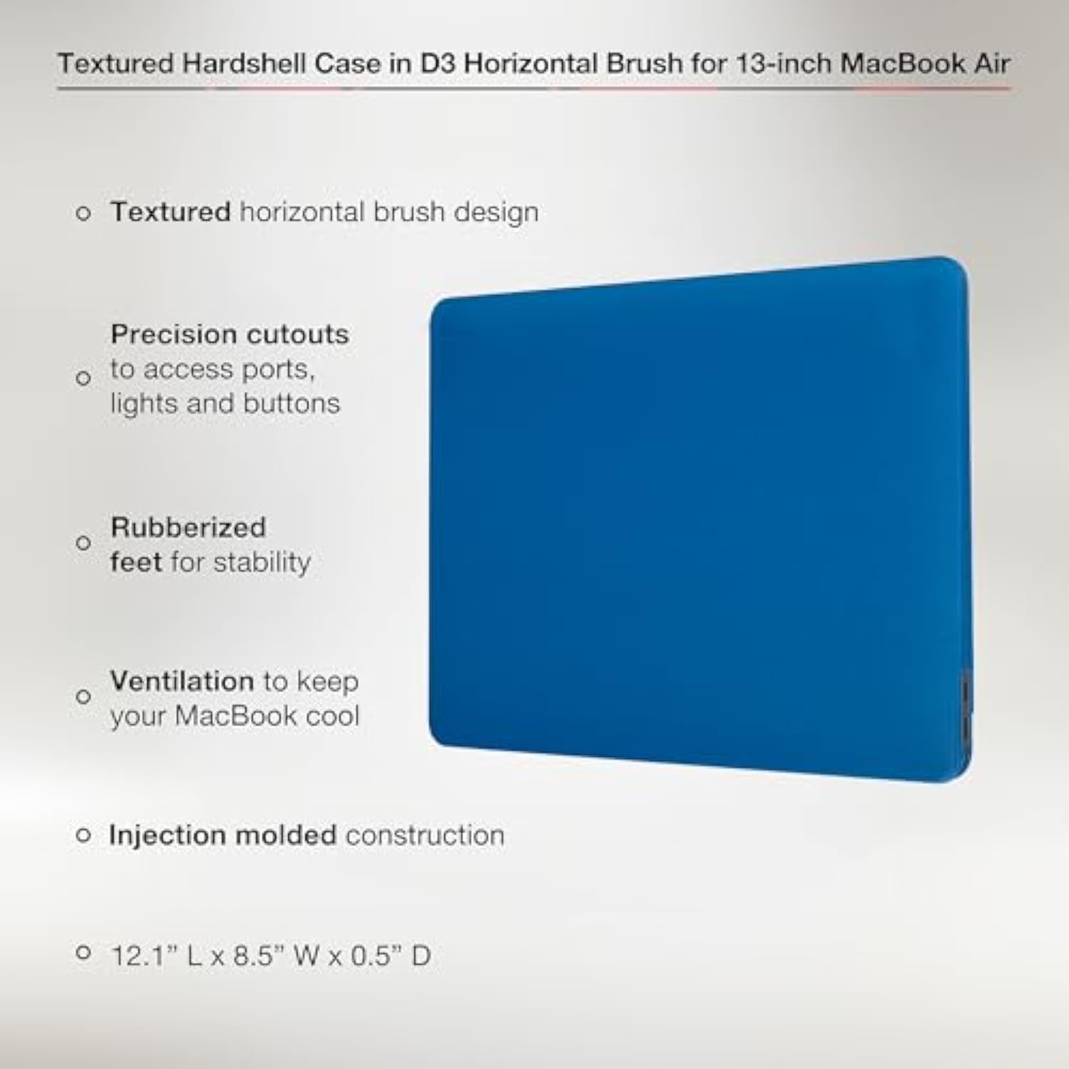 Incase Textured Hardshell D3 Horizontal Brush - MacBook Air 13 inch Case - 2022, 2021, 2020, 2019, 2018, M1 - MacBook Case, Laptop Cover, Protective Hard Shell, Scratch Resistant - Boutique Blue