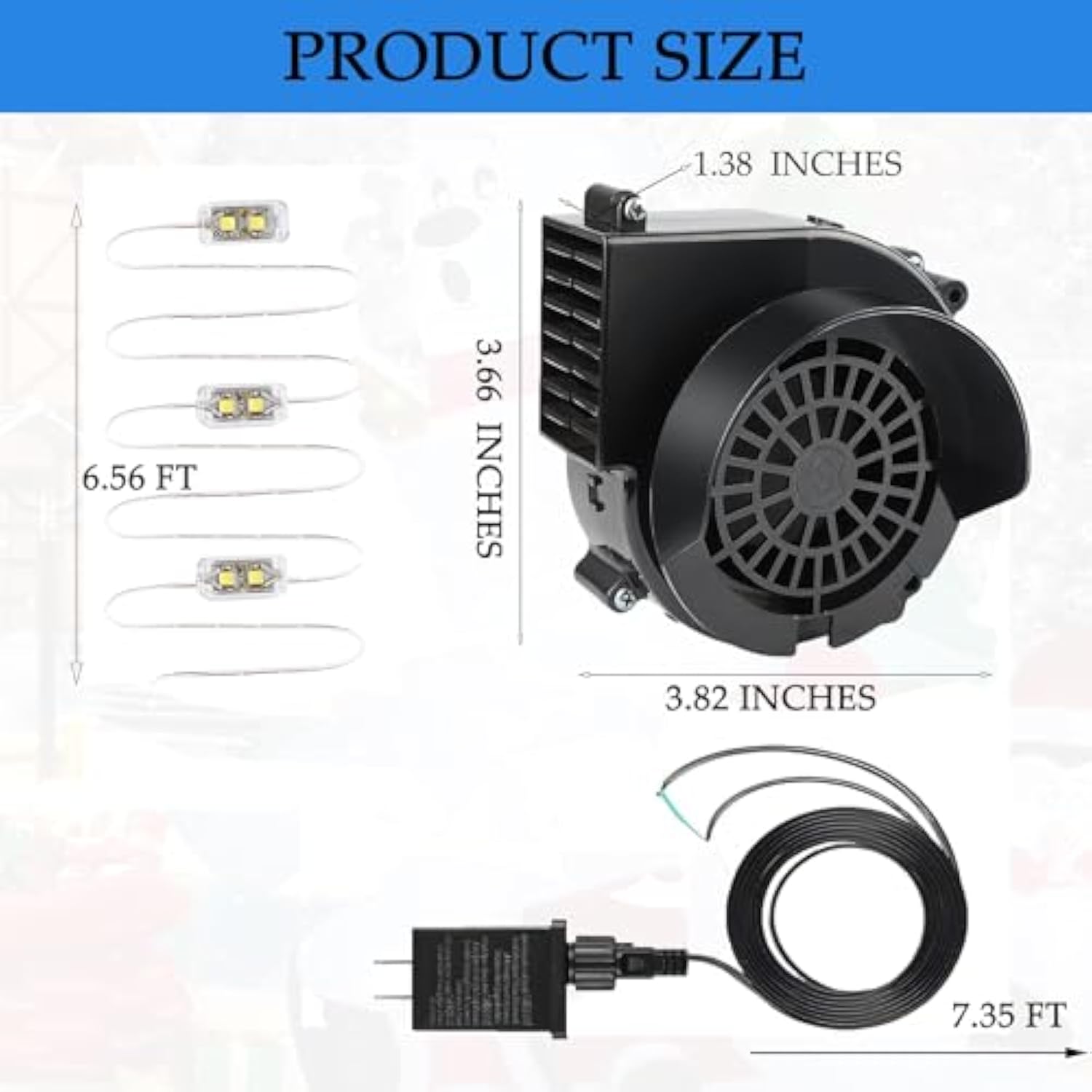Inflatable Fan Replacement Christmas Inflatable Replacement Fan Blower 12V 1.2A With 3 Led Lights And 12V 1.5A Adapter B