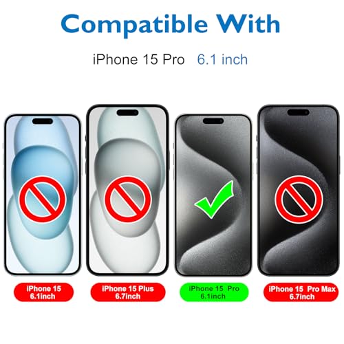 Matte Glass Full Coverage Screen Protector for iPhone 15 Pro 6.1-inch, Anti-Glare Anti-Fingerprint Black Edge Tempered Glass Film with Easy