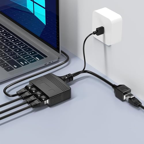 Ethernet Splitter 1 To 4 High Speed, Rj45 Network 1 To 4 Port Ethernet Adapter Splitter [4 Devices Simultaneous Networking],1000Mbps Extension Connector For Cat5/5E/6/7/8 Cable