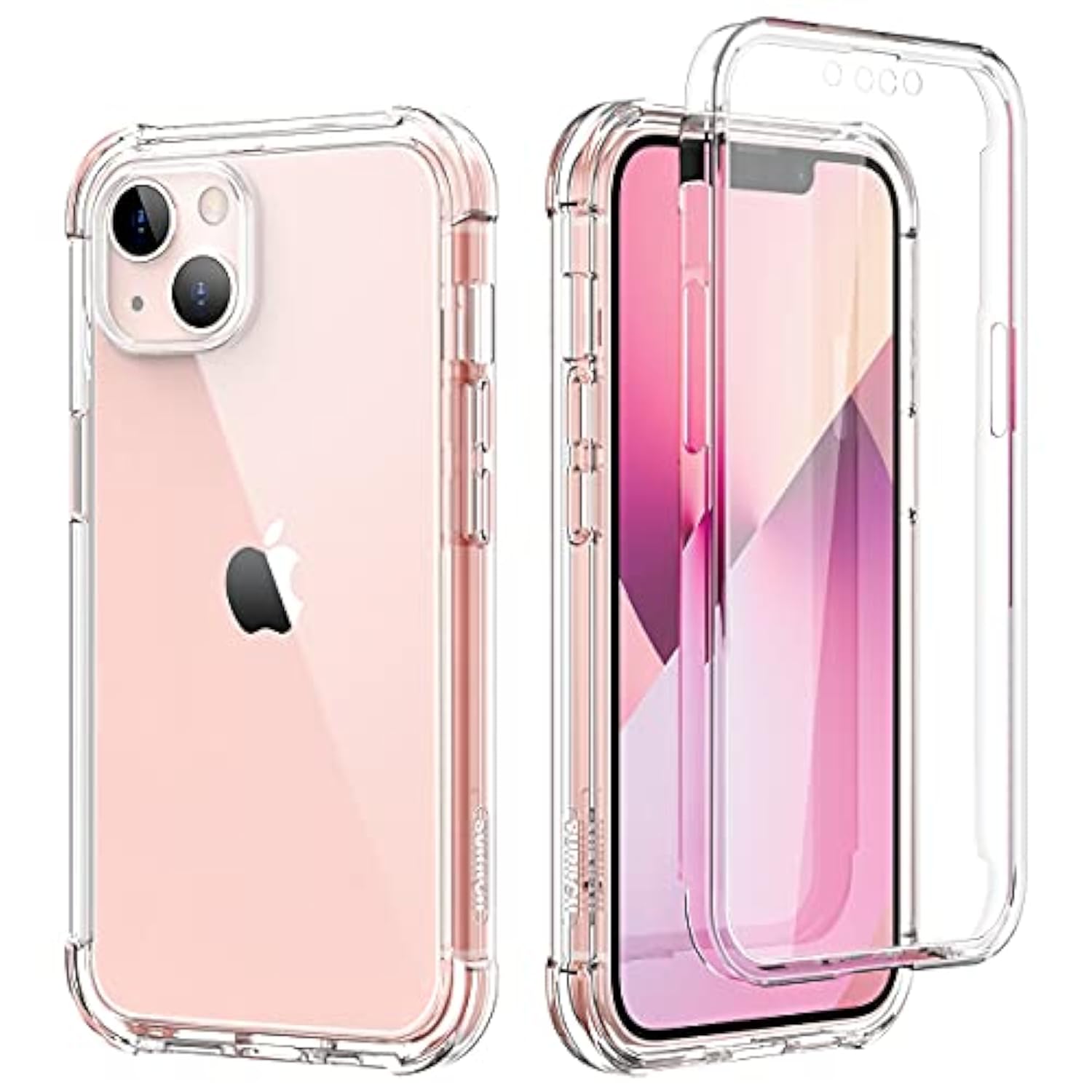 Clear Case For Iphone 13 (Only) 6.1-Inch, [Built-In Screen Protector] Full Body Protection Bumper Shockproof Rugged Cover For Iphone 13 -(Clear)