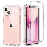 Clear Case For Iphone 13 (Only) 6.1-Inch, [Built-In Screen Protector] Full Body Protection Bumper Shockproof Rugged Cover For Iphone 13 -(Clear)