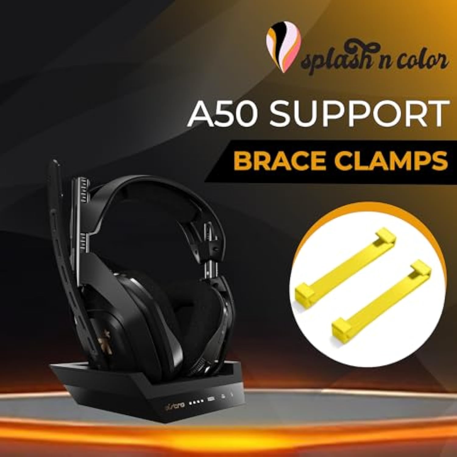 Splashncolor A50 Support Brace Clamps Upgrade For Cushion - Enhance Your Headphone Comfort With Durable And Secure Fit - Compatible With Astro A50 Gen. 4 And Mod Kit - 2 Pack (Flexible, Yellow)