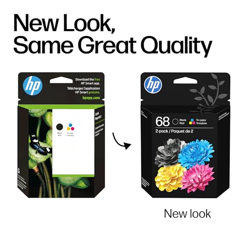 68 Black/Tri-Color Ink Cartridges (2-Pack) | Works Envy 6100E, 6500E Series | Eligible For Instant Ink | 6L6S2Tn | Packaging May Vary