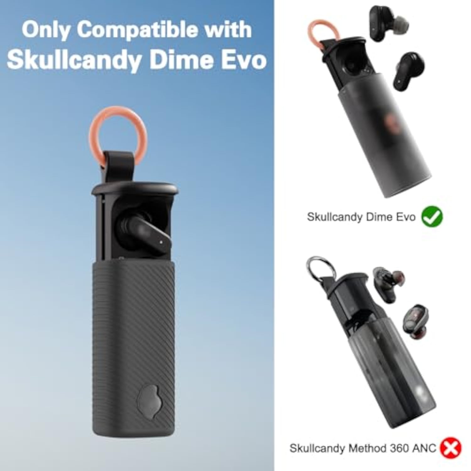 Skullcandy Dime Evo Soft Silicone Protective Earbuds Case with Cleaner Kit Accessories Set, Compatible with Skullcandy Dime Evo, Black