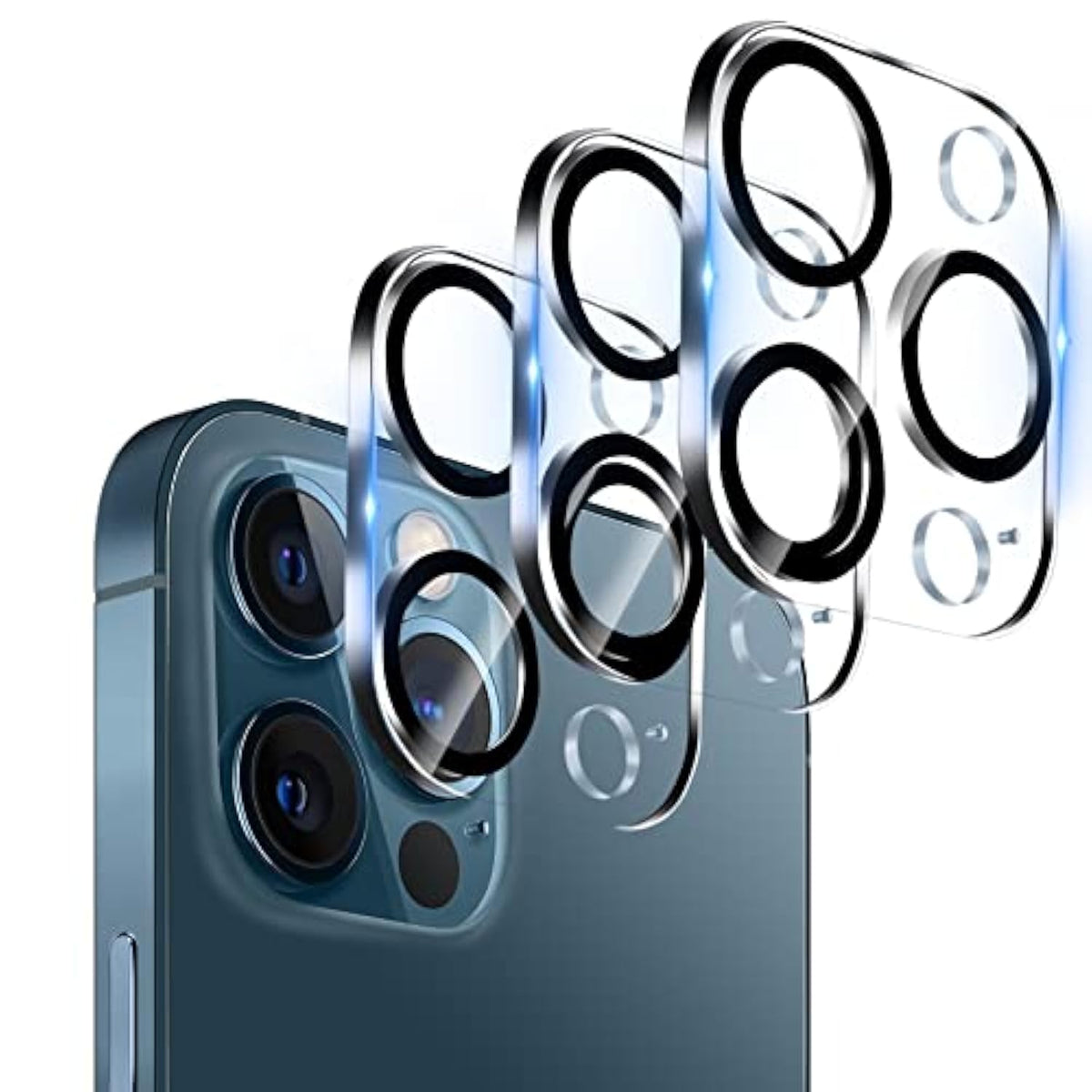 3 Pack Tempered Glass Camera Lens Protector For Iphone 12 Pro Max 6.7", Ultra Hd, 9H Hardness, Anti-Scratch, Case Friendly, Easy To Install [No Affect On Night Shots]