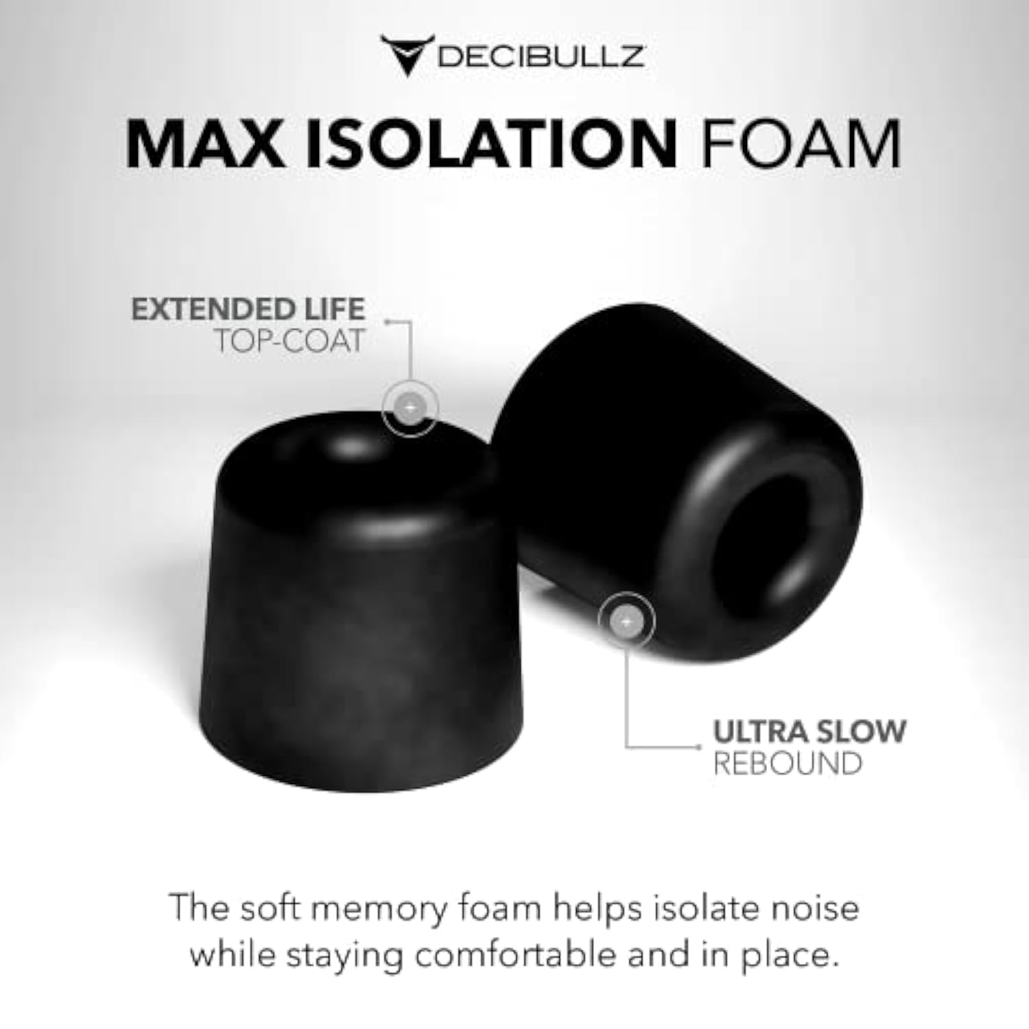 Decibullz Custom Molded Memory Foam Earbud Tips – 5 Pack Medium | Comfortable Ear Bud Replacement Tips for Earphones & Earplugs