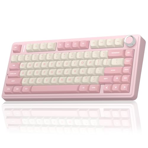 F75 75% Wireless Mechanical Keyboard, Hot Swappable Pink Creamy Keyboard, Pre-Lubed Linear Switches, Pbt Keycaps, 2.4Ghz/Type-C/Bt5.0, Rgb Backlit Computer Gaming Keyboards For Office/Laptop/Pc