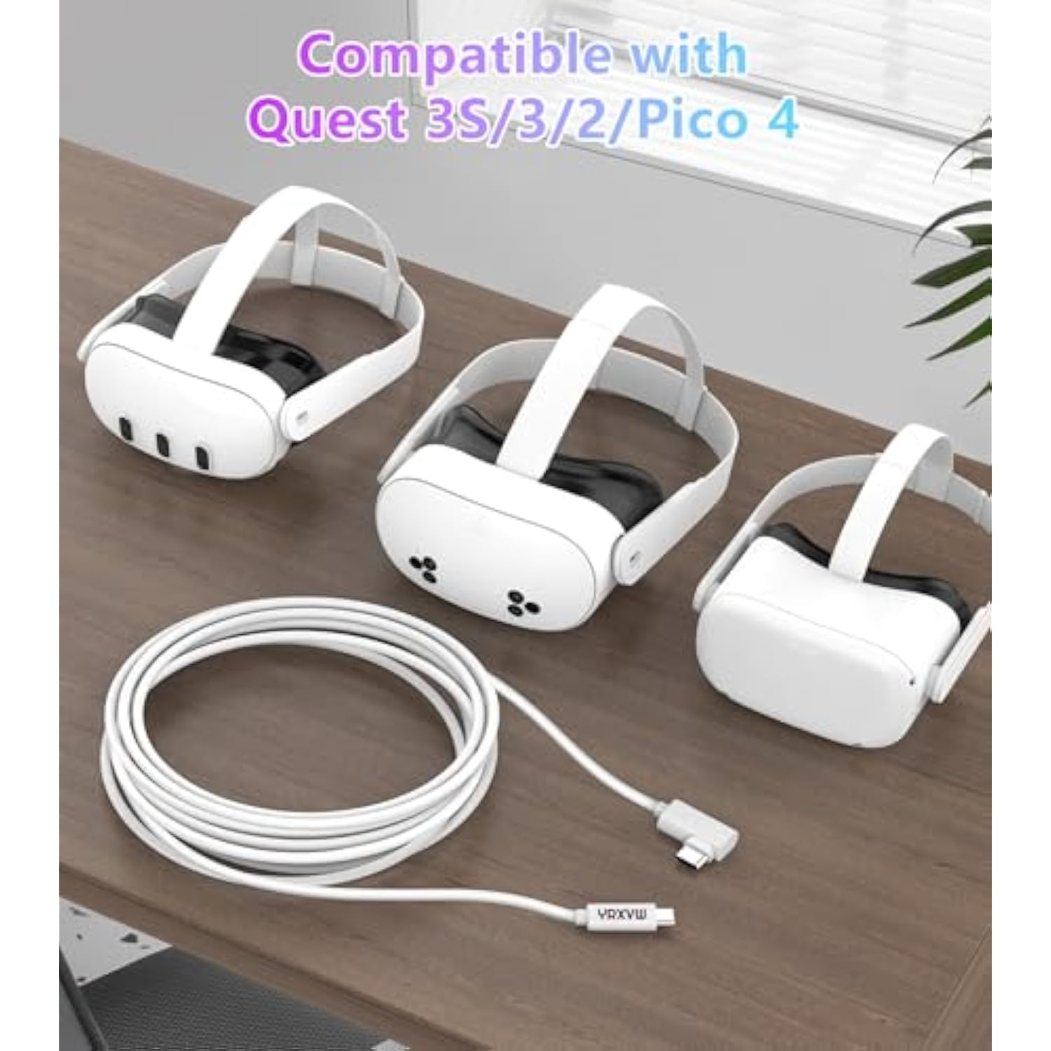 Link Cable 10Ft Compatible With Meta/Oculus Quest 3S, Quest 3, Quest 2/Pro, Pico 4 Accessories Vr Headsets, Charging Cord And High Speed Data Wire, Charging Cable For Steam Gaming Pc