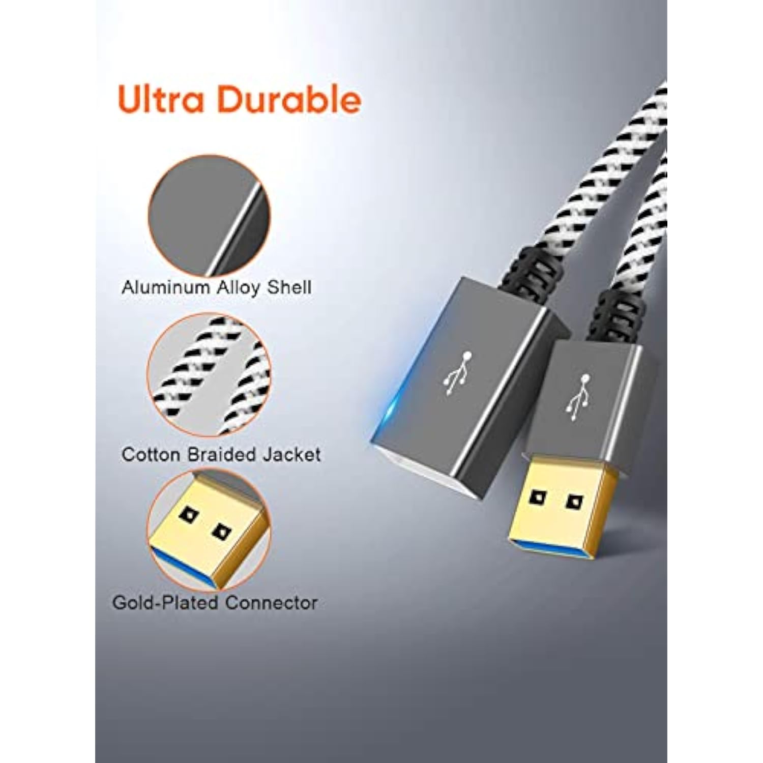 CableCreation Short USB 3.0 Extension Cable 1FT, USB 3.0 A Male to Female Extension Cable Extender Cord for VR, PlayStation, Keyboard, Printer, Space Gray 0.3M