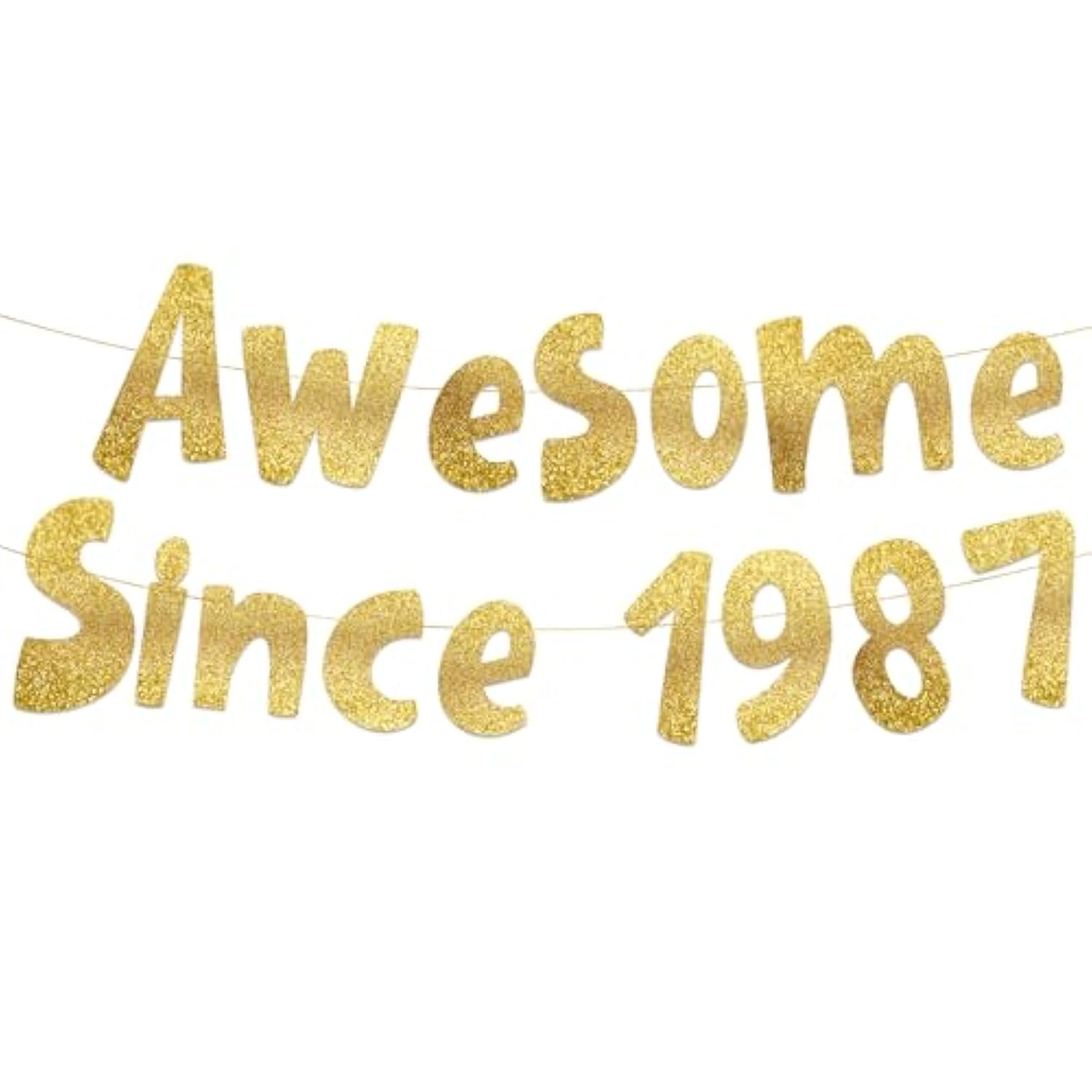Awesome Since 1987 Gold Glitter Banner - 38Th Birthday And Anniversary Party Decorations