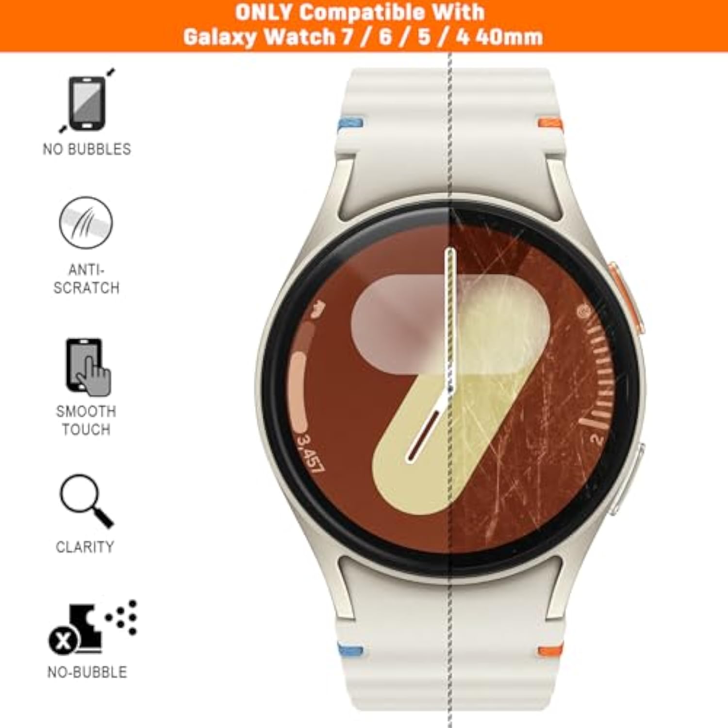 4 Pack Samsung Galaxy Watch 7 Screen Protector Smart Watch Screen Protectors For Galaxy 7 40Mm, Samsung Watch Accessories For Galaxy Watch 7/6/5/4 40Mm(Not For Others Models)