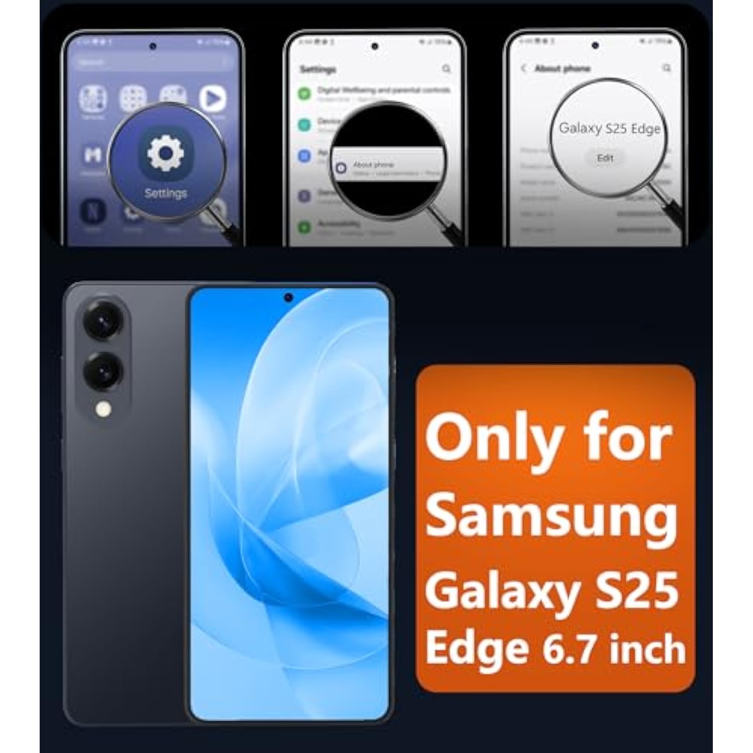 For Samsung Galaxy S25 Edge Case: Magnetic Matte Textured Military Grade Drop Protection Translucent Cell Phone Cover - Slim Rugged Durable Shockproof Protective Phonecase (Black-6.7 Inch)