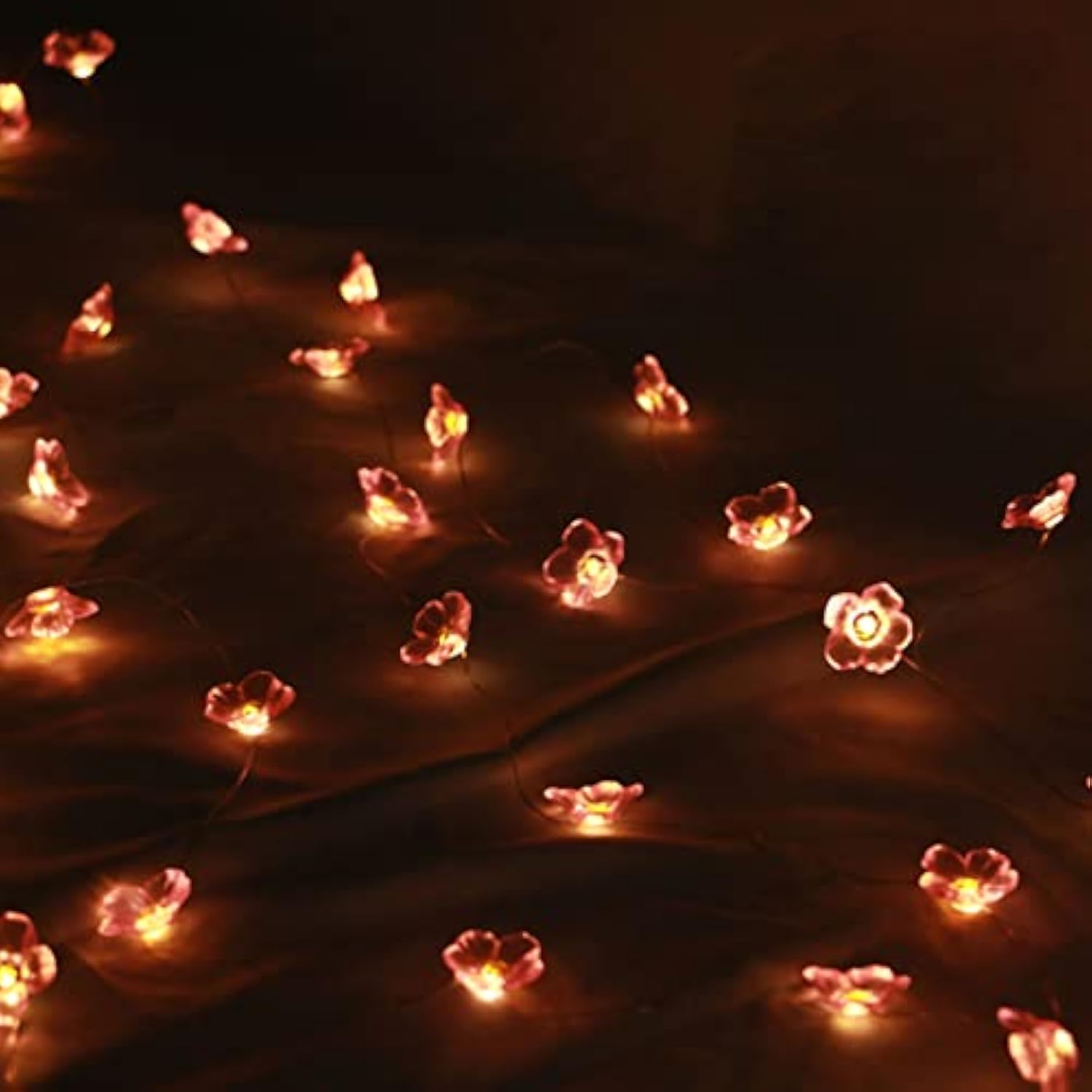 40 Led Flower Decorative String Lights Battery Operated, 13.2Ft Waterproof Nolvety Lights With Remote For Christmas, Val