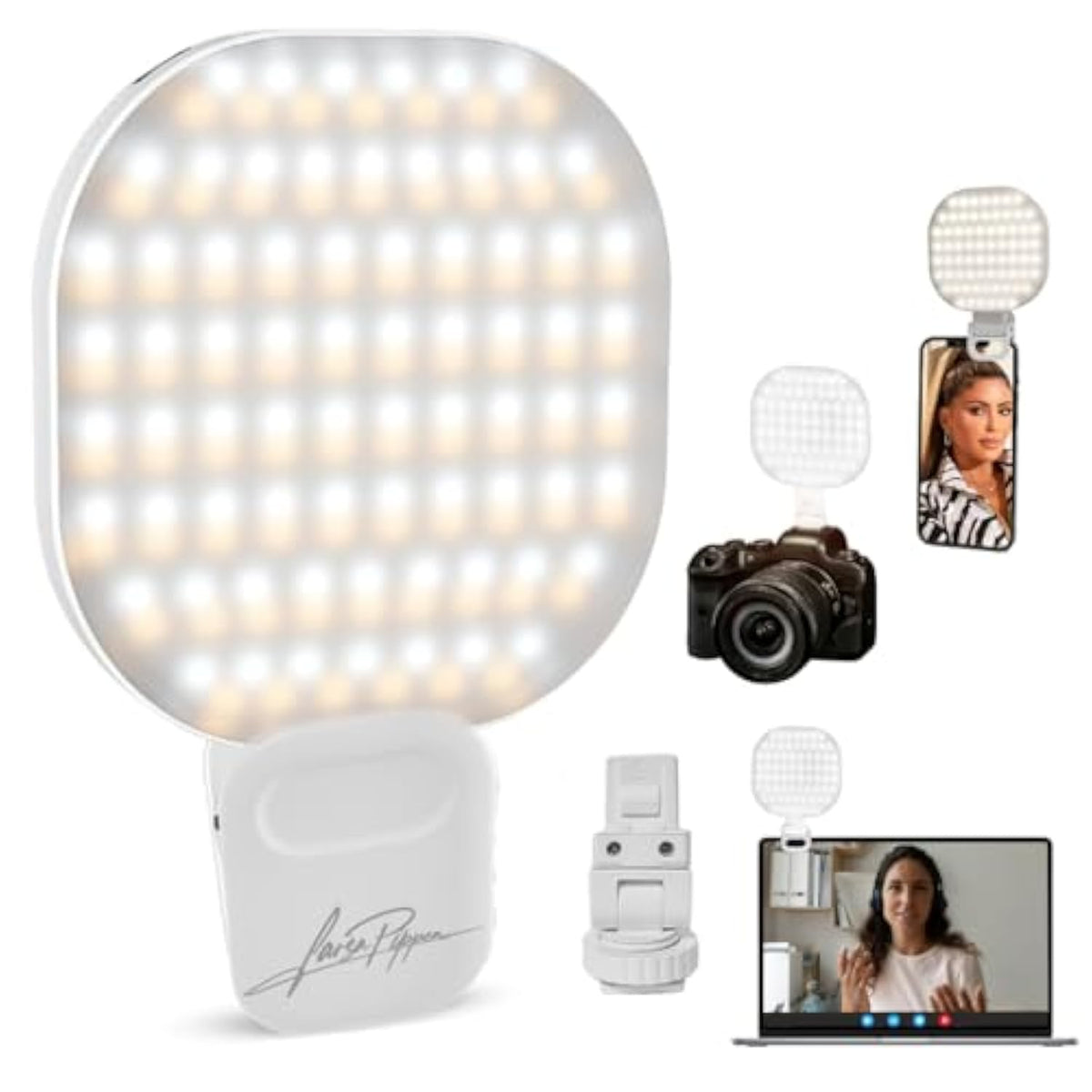 Larsa Pippen - Larsa Light - Led Selfie Light With Clip & Glass Mirror - Rechargeable Selfie Light For Phone Or Camera - 142 Leds-Adjustable Brightness - Ideal For Makeup, Tiktok, Content Creators