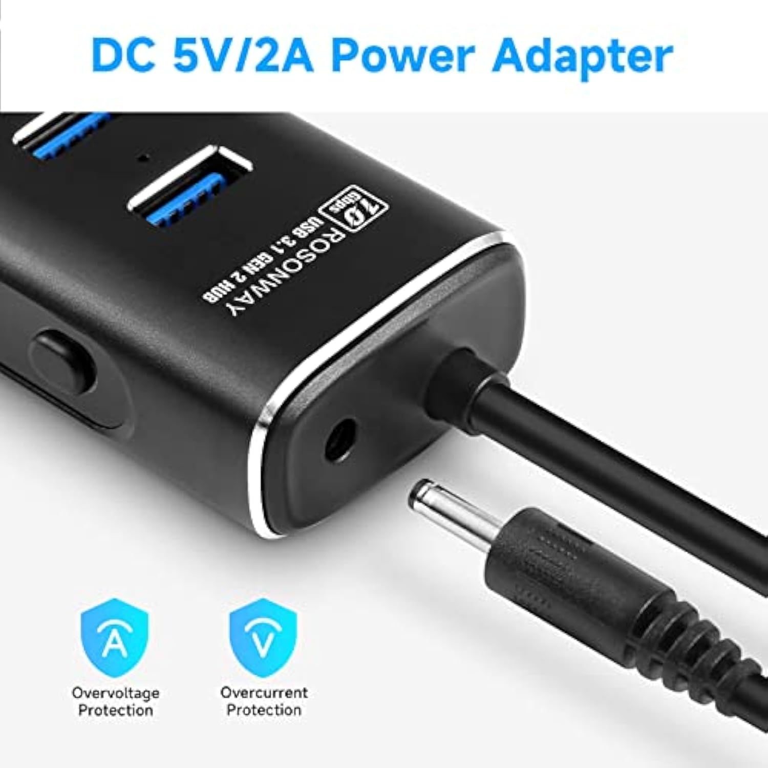 Powered Usb Hub, 4 Ports Usb 3.1/3.2 Gen 2 Hub 10Gbps With 3.3Ft Data Cable, 5