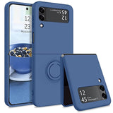For Samsung Galaxy Z Flip 3 5G Case, Galaxy Z Flip 3 5G Cover 6.7'', Liquid Silicone Soft Gel Rubber Bumper Anti-Scratch Protective Case With Ring For Galaxy Z Flip3 5G 2021, Navy Blue.