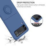 For Samsung Galaxy Z Flip 3 5G Case, Galaxy Z Flip 3 5G Cover 6.7'', Liquid Silicone Soft Gel Rubber Bumper Anti-Scratch Protective Case With Ring For Galaxy Z Flip3 5G 2021, Navy Blue.