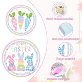96 Pieces Happy Easter Party Tableware Set – Bunny & Carrot Pastel Design Disposable Plates, Napkins, and Pink Forks for Egg Hunt, Spring Classroom Event, or Holiday Celebration