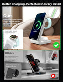 3 in 1 Wireless Charging Station for Apple MagSafe Charger, 15W Fast MagSafe Charger Stand Compatible with iPhone 17-12 Series, Apple Watch &
