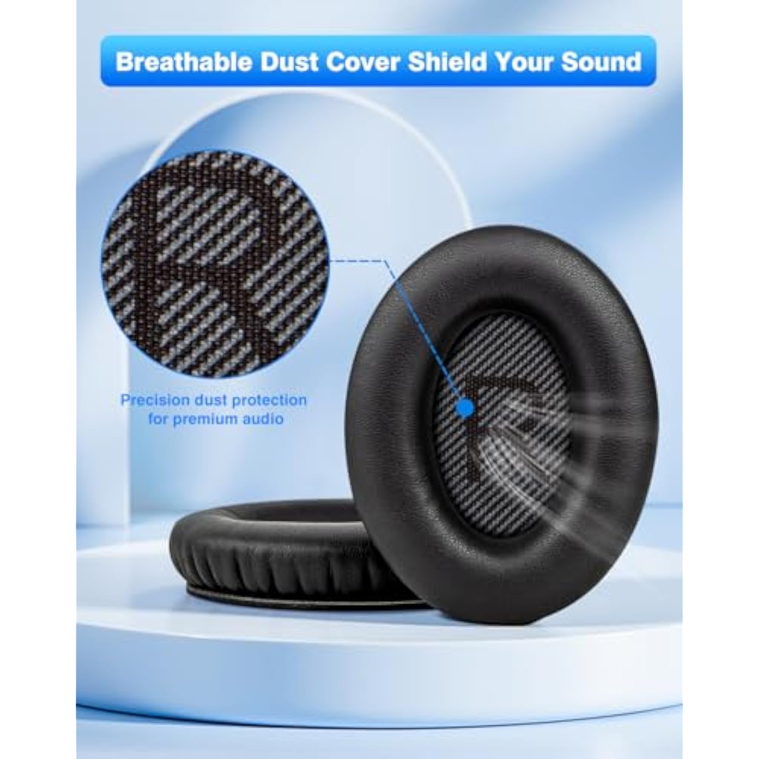 Ear Pads For Bose Quiet Comfort 35 Soft Protein Leather Replacement Earpads Ear Cushions Ear Pad For Bose Qc 35/25 / 15 Qc2 / Ae2 / Ae2I / Ae2W / Sound Link/Sound True (Black)