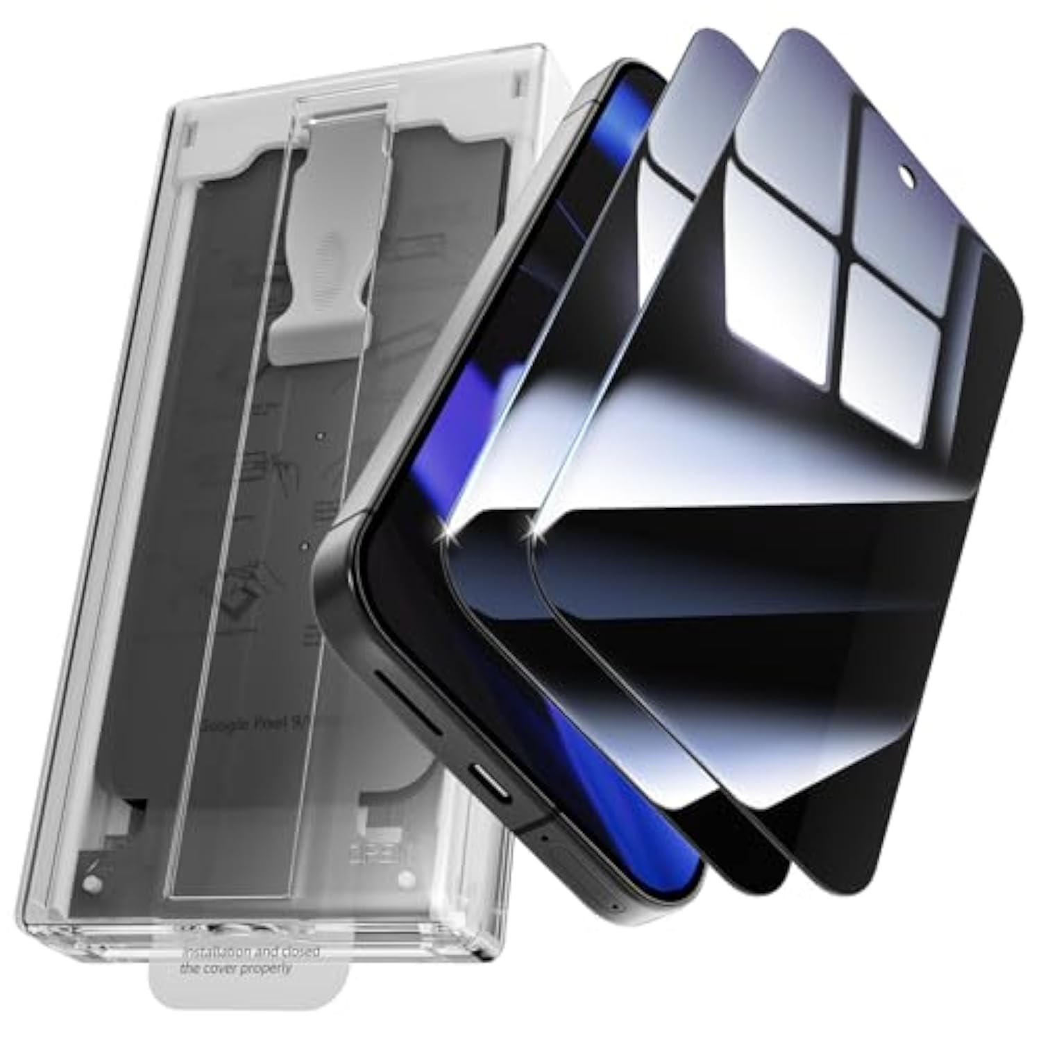 For Google Pixel 9 Screen Protector Privacy [Auto Alignment/Dust Removal],Bubble-Free,[100% Fingerprint Unlock] Easy Installation Full Coverage [Phone Case Friendly] Anti-Spy [Non-Glass] 2 Packs