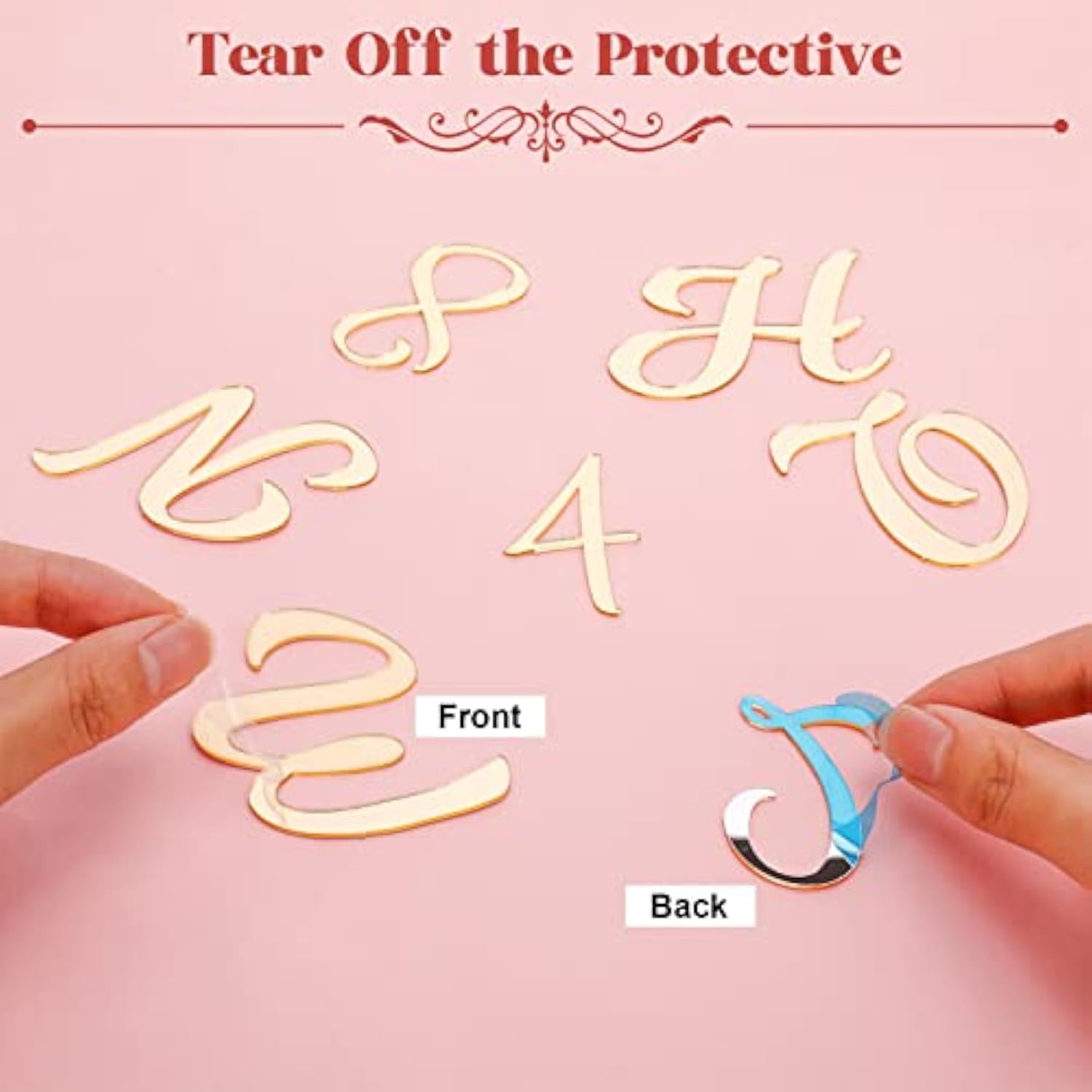 64 Pcs Acrylic Cake Alphabet Numbers Topper, Mirror Number 0-9 And Alphabet A-Z Personalized Cake Picks Decor Anniversary Wedding Baby Shower Party Supplies(Gold)