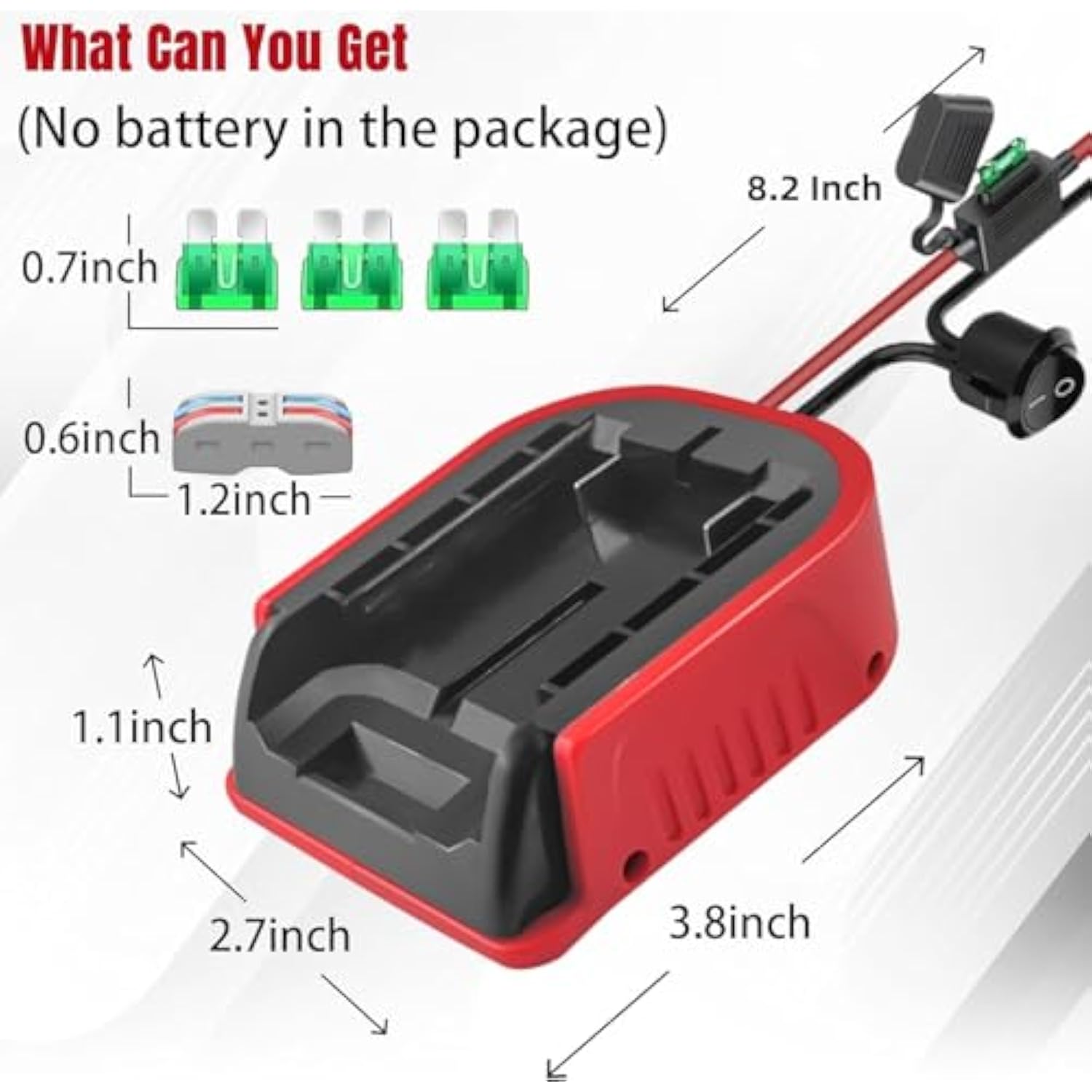 2 Pack For Power Wheel Battery Adapter Fit For Craftsman 20V V20 Battery With Wire Connector, 14 Gauge Wire, 30Amp Fuse And Switch Button, Diy For Rc Car, Robotics, Rc Truck, And Work Lights